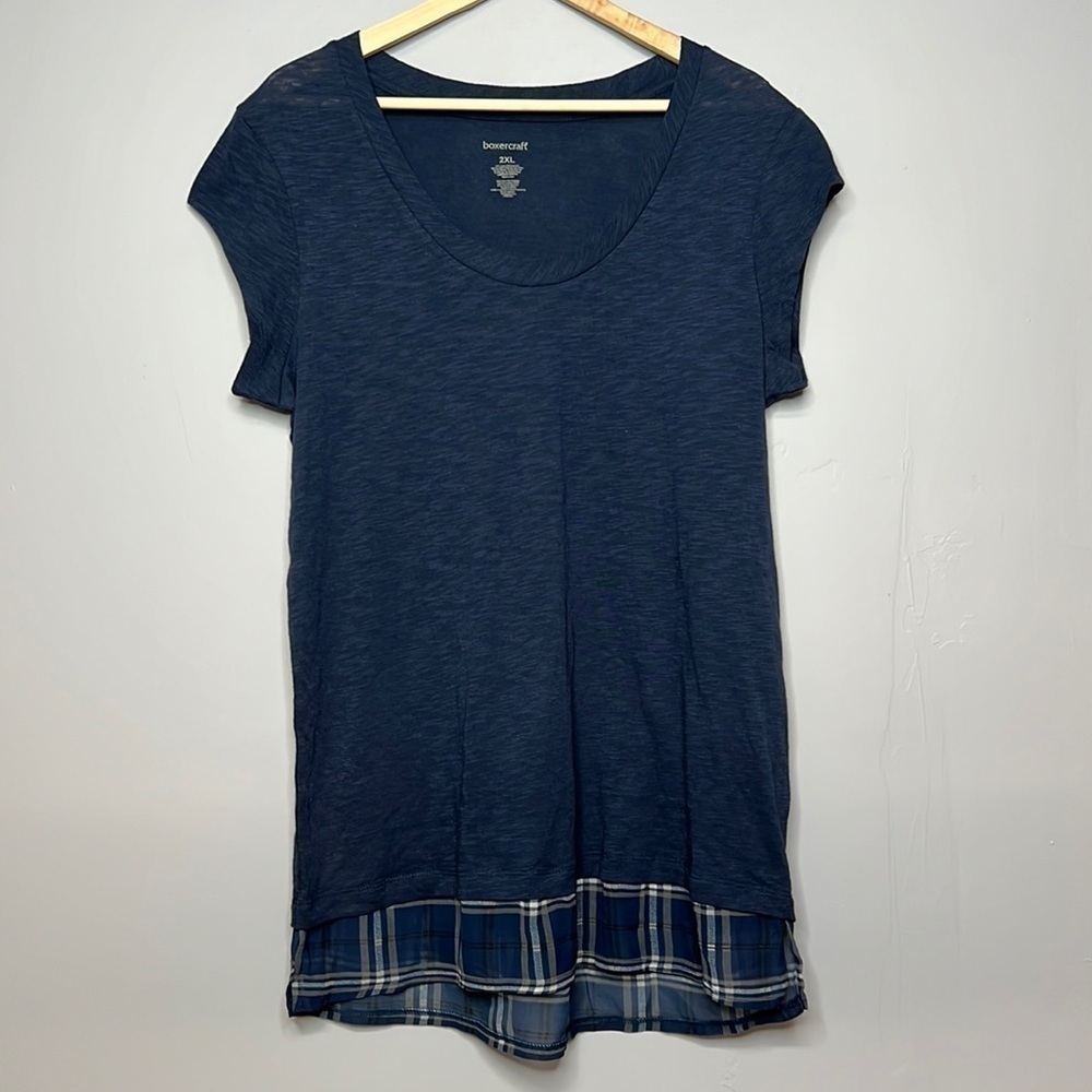 BOXERCRAFT BLUE SCOOP NECK SHORT SLEEVED SLEEP SHIRT SIZE 2XL